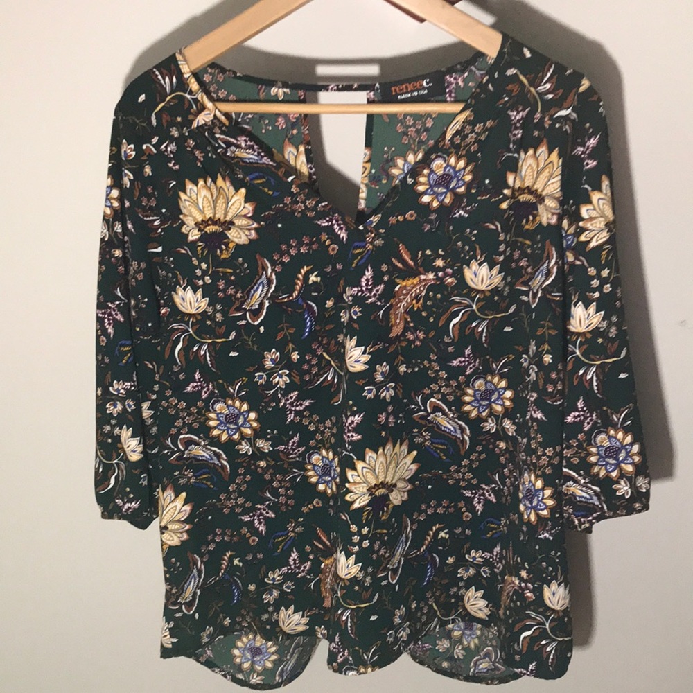 Green Floral Blouse